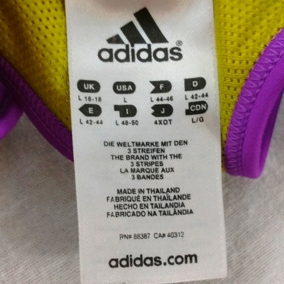 ADIDAS ATHLETE TECHFIT SPORTS BRA PURPLE N YELLOW - Picture 4 of 6